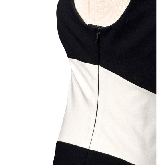 Karen Millen Black White Color Block Ponte Roma Bodycon Sleeveless Dress Size 6 - Picture 6 of 10